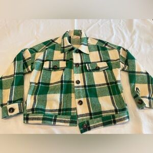 Green and Cream Plaid Pea Coat by Starrs by Mercer Women’s Size Medium